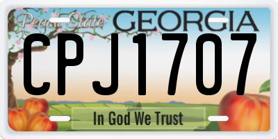 GA license plate CPJ1707