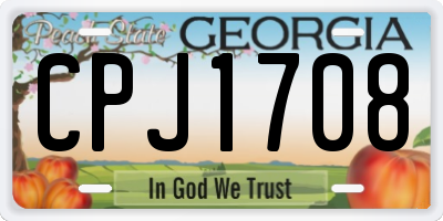 GA license plate CPJ1708