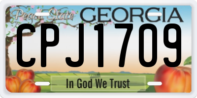 GA license plate CPJ1709