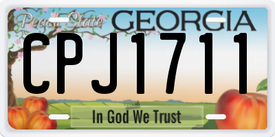GA license plate CPJ1711