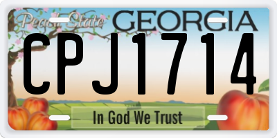 GA license plate CPJ1714