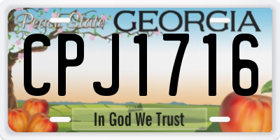 GA license plate CPJ1716