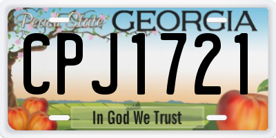 GA license plate CPJ1721