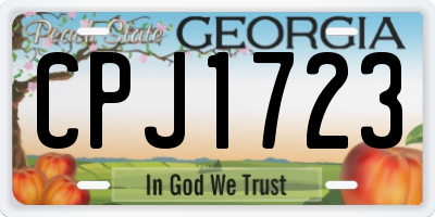 GA license plate CPJ1723