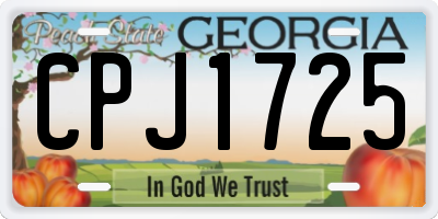 GA license plate CPJ1725