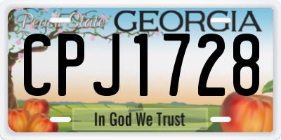GA license plate CPJ1728