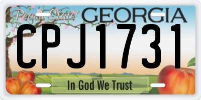 GA license plate CPJ1731