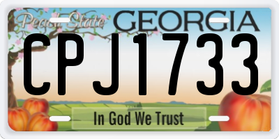 GA license plate CPJ1733
