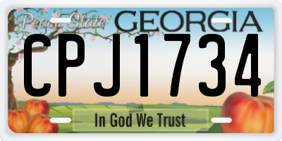 GA license plate CPJ1734
