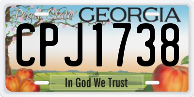 GA license plate CPJ1738
