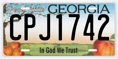 GA license plate CPJ1742