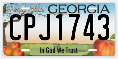 GA license plate CPJ1743