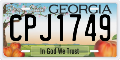GA license plate CPJ1749