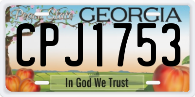 GA license plate CPJ1753