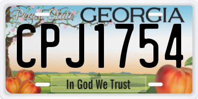 GA license plate CPJ1754