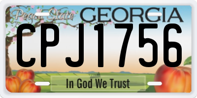 GA license plate CPJ1756