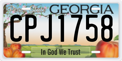 GA license plate CPJ1758