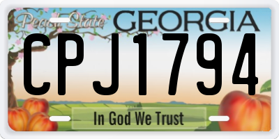 GA license plate CPJ1794