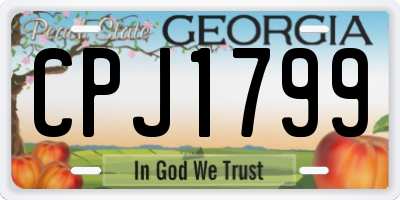 GA license plate CPJ1799