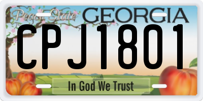 GA license plate CPJ1801