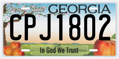 GA license plate CPJ1802
