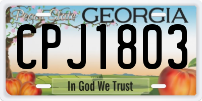 GA license plate CPJ1803