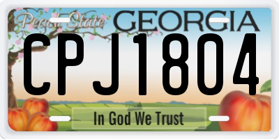 GA license plate CPJ1804