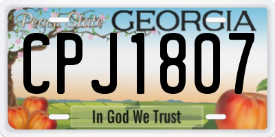 GA license plate CPJ1807