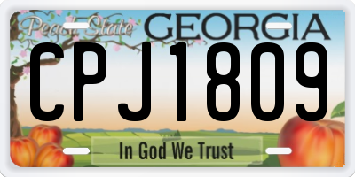 GA license plate CPJ1809