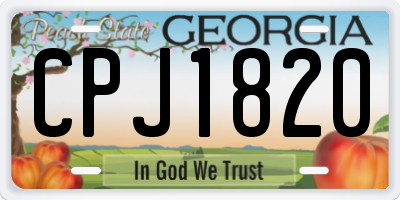 GA license plate CPJ1820