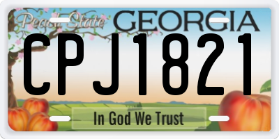 GA license plate CPJ1821