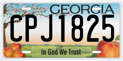 GA license plate CPJ1825