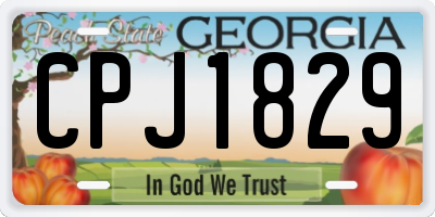 GA license plate CPJ1829