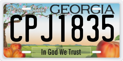 GA license plate CPJ1835