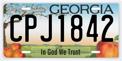GA license plate CPJ1842