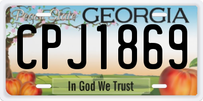 GA license plate CPJ1869