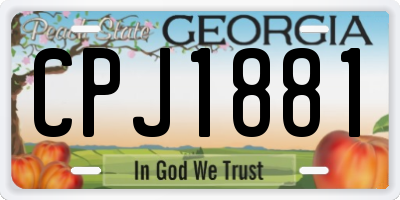GA license plate CPJ1881