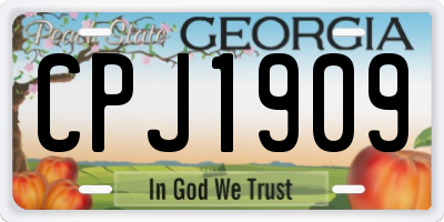 GA license plate CPJ1909