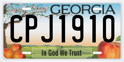 GA license plate CPJ1910