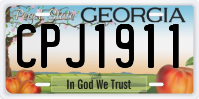 GA license plate CPJ1911