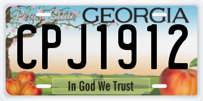 GA license plate CPJ1912