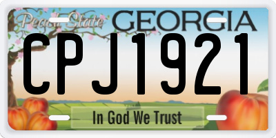 GA license plate CPJ1921
