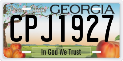GA license plate CPJ1927