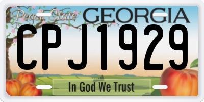 GA license plate CPJ1929