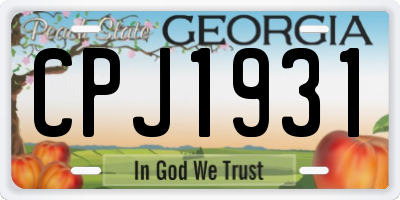 GA license plate CPJ1931