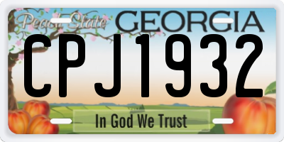 GA license plate CPJ1932