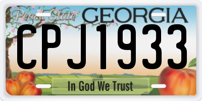 GA license plate CPJ1933