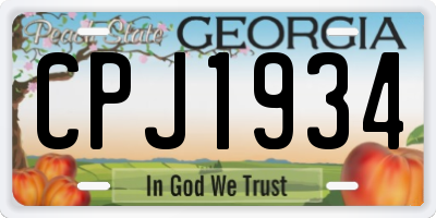 GA license plate CPJ1934