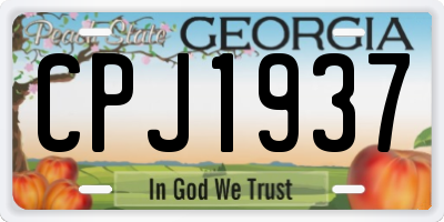 GA license plate CPJ1937
