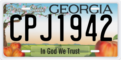 GA license plate CPJ1942